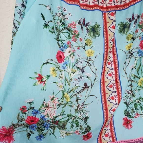 Umgee Border Print Off the Shoulder Boho Top.  Size L - Picture 5 of 7